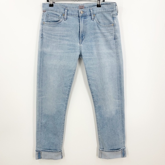 Citizens Of Humanity Denim - Citizens of Humanity Jazmin Ankle Cuffed Slim Straight Jeans Light Wash Sz 28